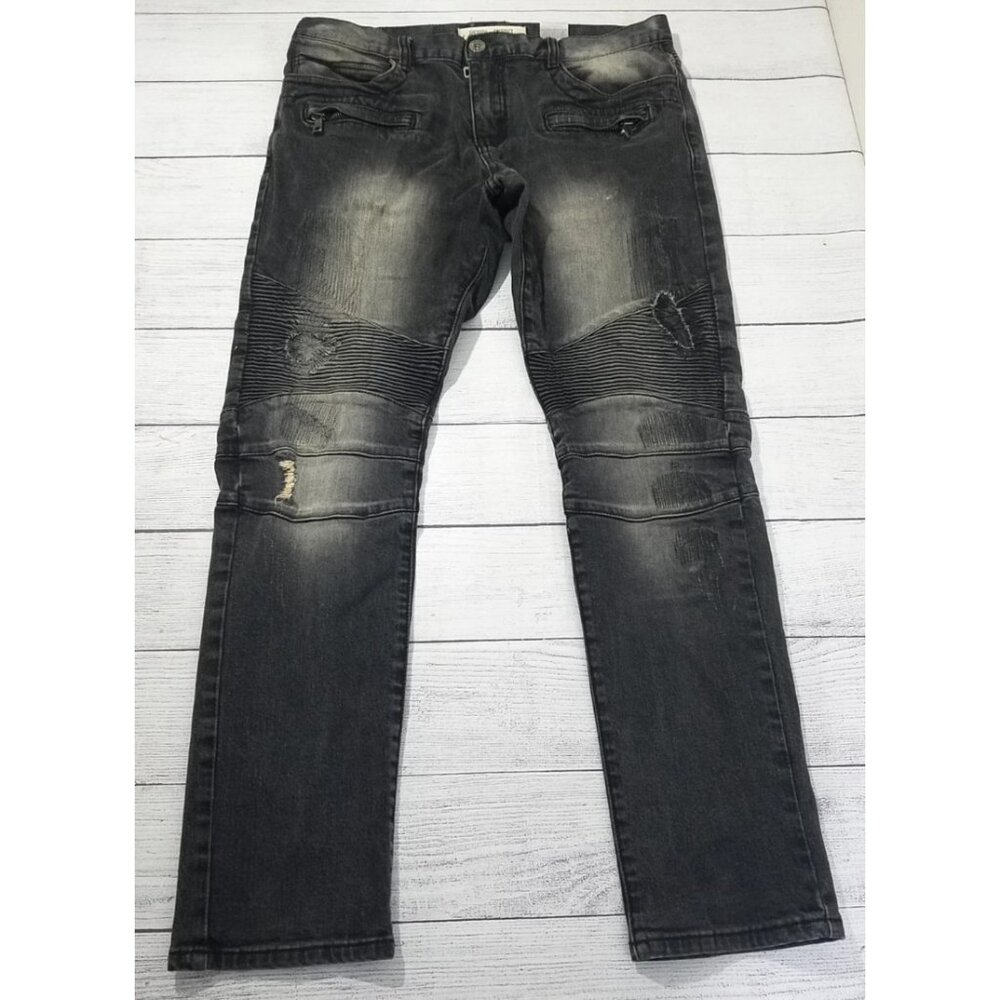 8IGHTH DSTRKT Distressed Moto Jeans Mens Size 36x32